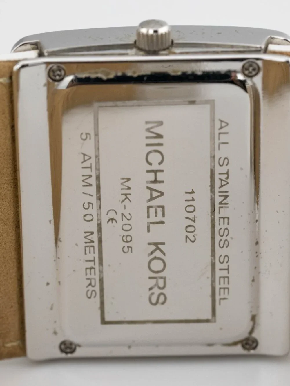Michael Kors MK-2095 Rectangular Watch Women's Wide White Leather  New Battery